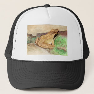 Gorra De Camionero Acuarela de rana de madera