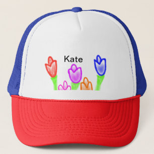 Gorra De Camionero Acuarela de tulipán colorido agregar texto de nomb