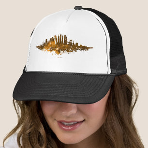 Gorra De Camionero Acuarela del horizonte de la ciudad de Nueva York 