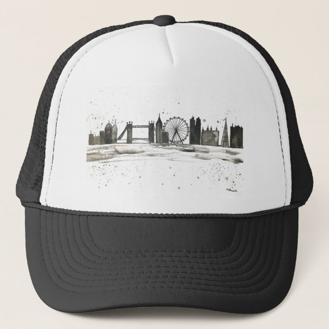 Gorra De Camionero acuarela del horizonte de Londres (Anverso)