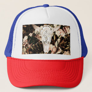 Gorra De Camionero acuarela étnica: fondo floral retro.
