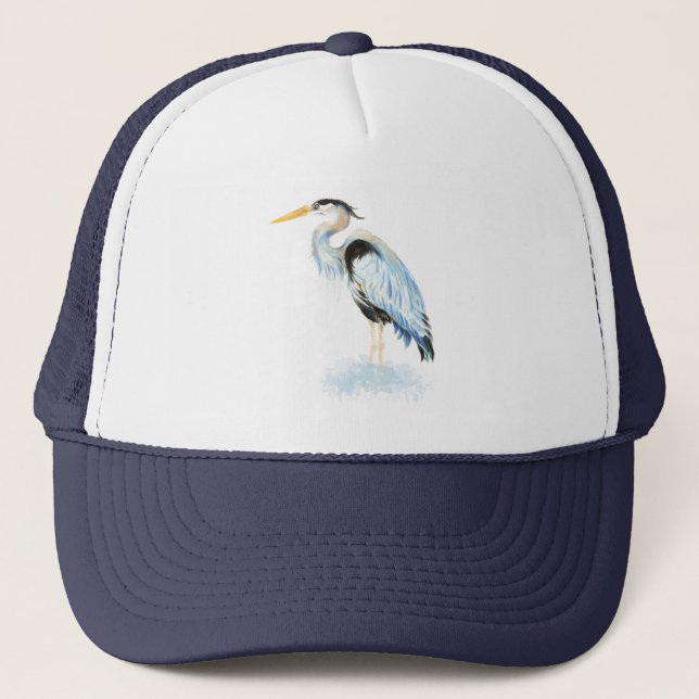 Gorra De Camionero Acuarela Gran Azul Heron Naturaleza de vida silves (Anverso)