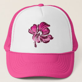 Gorra De Camionero Acuarela Hibiscus Hawai Floral