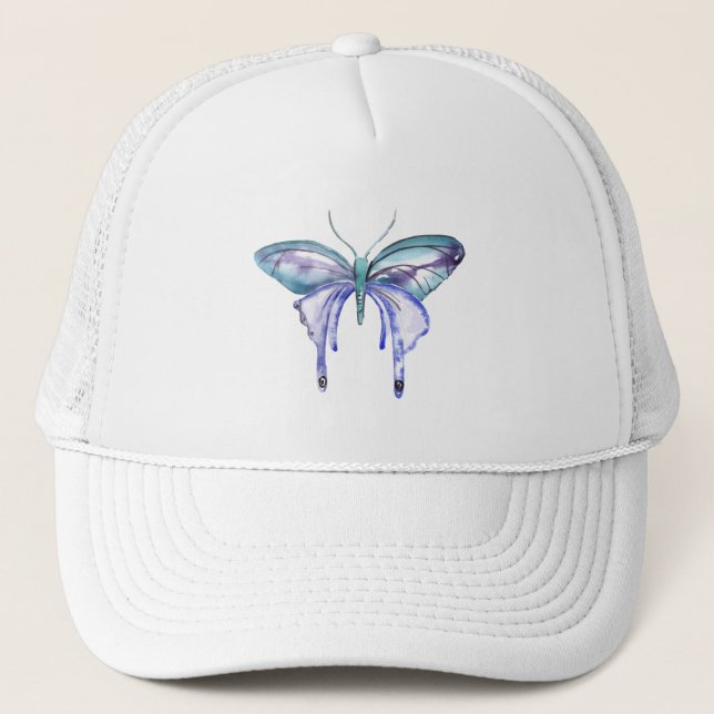 Gorra De Camionero acuarela marrón azul morado (Anverso)