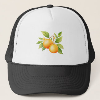 Gorra De Camionero Acuarela Naranja Con Flor