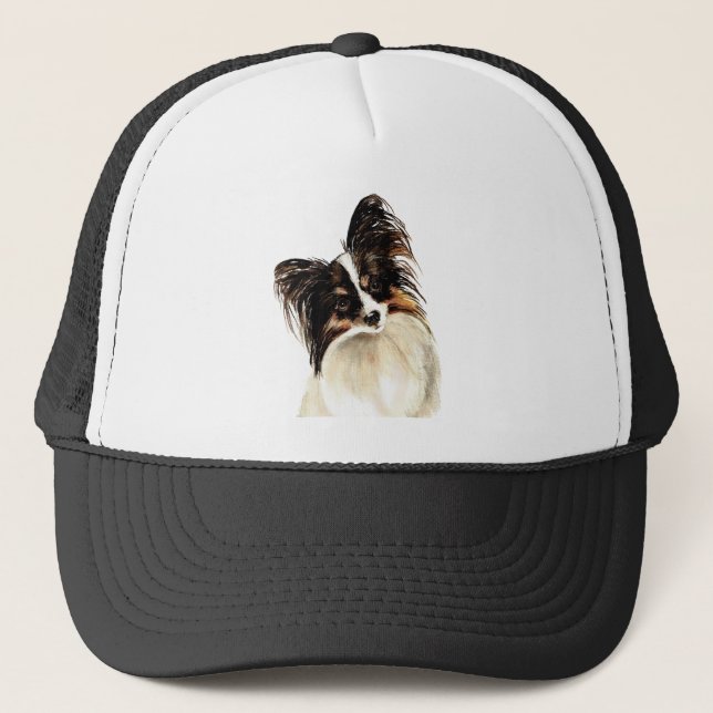 Gorra De Camionero Acuarela Papillon Dog Mascota Animal (Anverso)