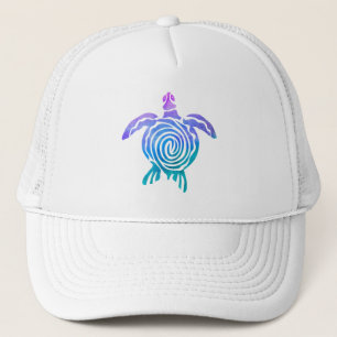 Gorra De Camionero Acuarela Pastel Tejido Espiral Mar Tortuga