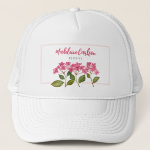 Gorra De Camionero Acuarela Pink Hydrangea Lacecaps Ilustracion