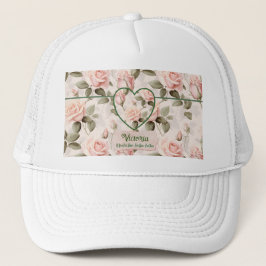 Gorra De Camionero Acuarela Rosa Rosado y Botánico