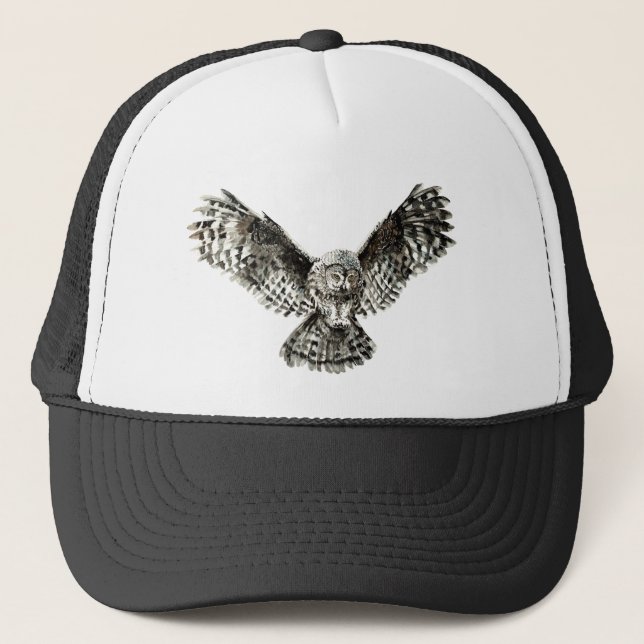Gorra De Camionero Acuarela Sorprendente Lechuza Pájaro Agua Naturale (Anverso)