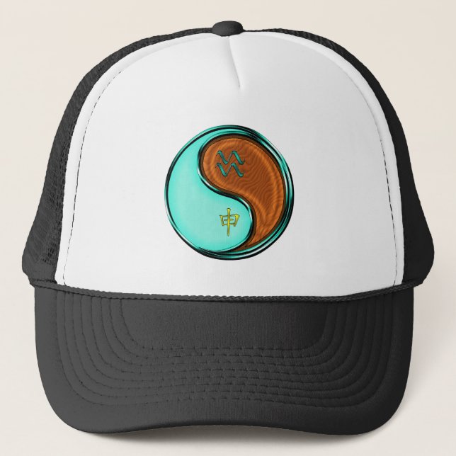 Gorra De Camionero Acuario y Mono de Madera (Anverso)