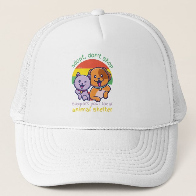 GORRA DE CAMIONERO ADOPTAR NO COMPRA SU REFUGIO ANIMAL LOCAL (Anverso)