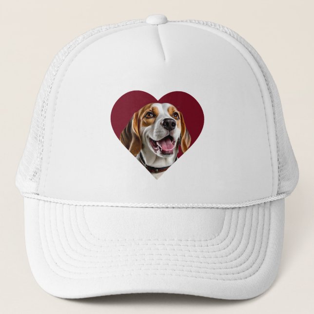 Gorra De Camionero Adorable Beagle in Heart Shape Design (Anverso)