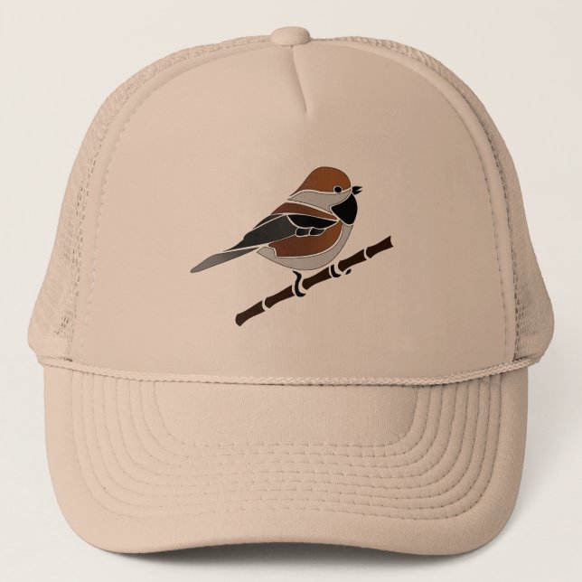 Gorra De Camionero Adorable Boreal Chickadee Bird Cartoon (Anverso)