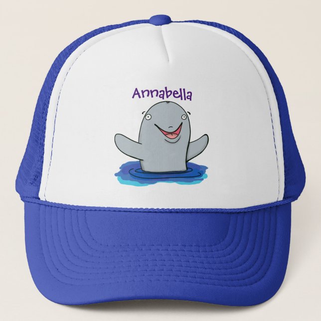 Gorra De Camionero Adorable feliz ilustracion personalizado de marsop (Anverso)