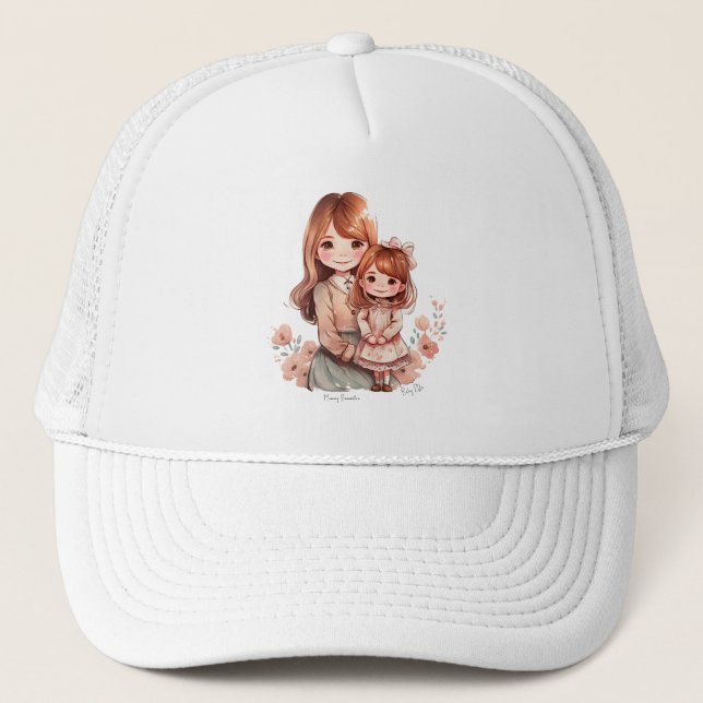 Gorra De Camionero Adorable mamá y yegua (Anverso)