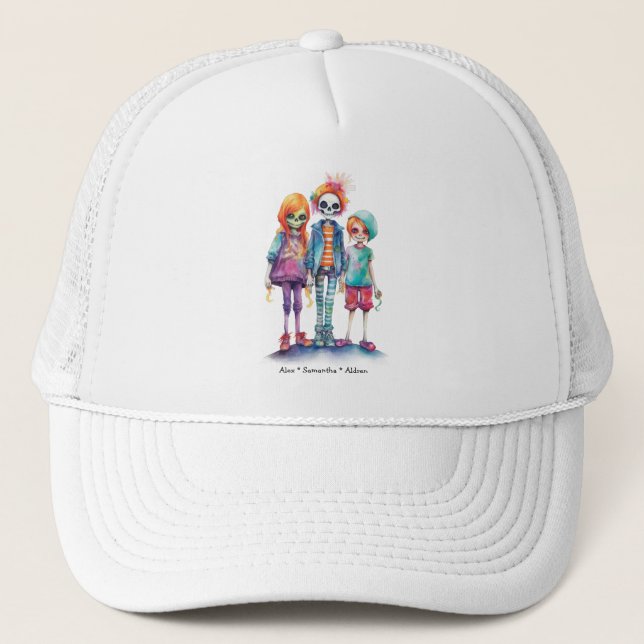 Gorra De Camionero Adorable Pastel Zombie Trio - Cute Halloween (Anverso)