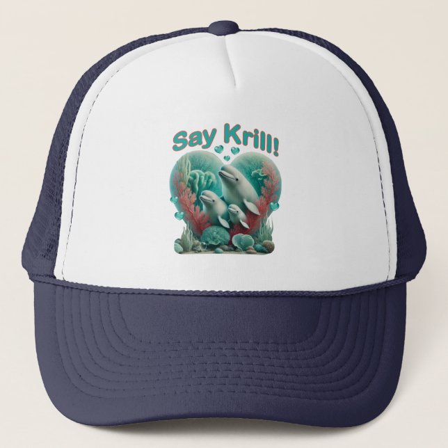 Gorra De Camionero Adorable retrato "Say Krill" de la familia de ball (Anverso)