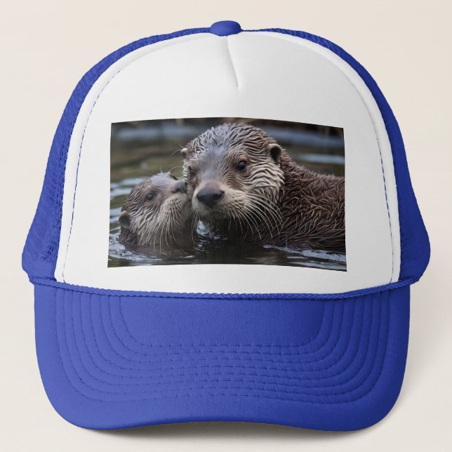 Gorra De Camionero **"Adrift in Love: Mummy and Baby Otter"** (Anverso)