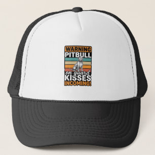 Gorra De Camionero Advertencia de Pitbull Besos Entrantes Diseño Vint