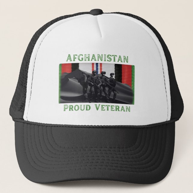 Gorra De Camionero Afganistán, orgulloso y veterano gráfico (Anverso)