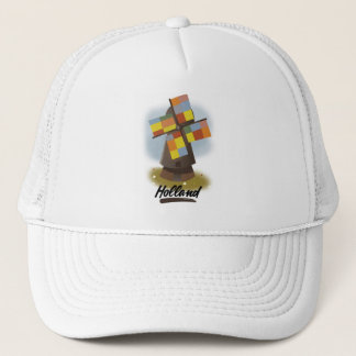 Gorra De Camionero Afiche de viaje del molino de viento de Holanda