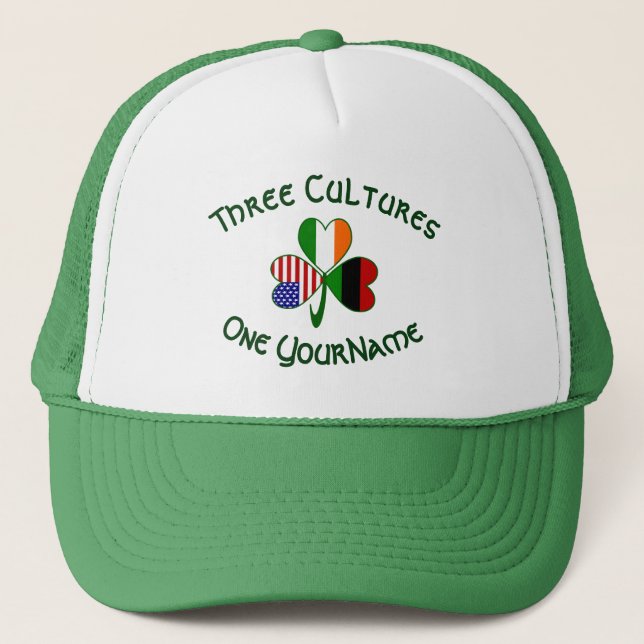 Gorra De Camionero African Diaspora Ireland USA Shamrock Personalize (Anverso)