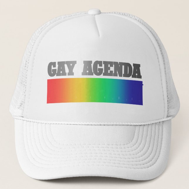 Gorra De Camionero Agenda gay | Orgullo Gay divertido arcoiris Ombre (Anverso)