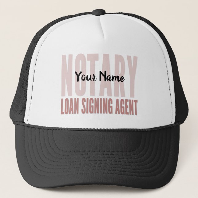 Gorra De Camionero Agente de firma de préstamos notariales Red Font P (Anverso)