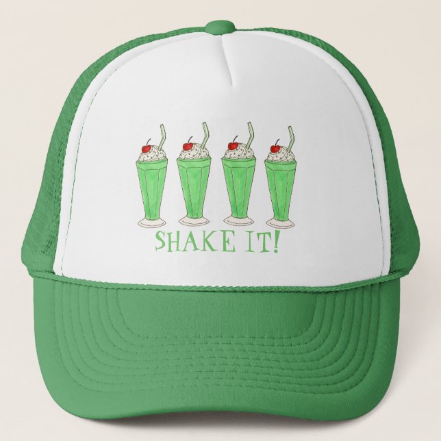 Gorra De Camionero ¡Agitarlo! Shamrock St. Patrick's Day Milkshake (Anverso)