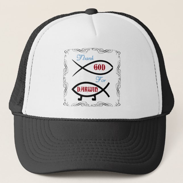 Gorra De Camionero Agradezca a dios por Darwin (Anverso)
