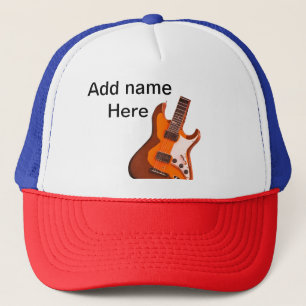 Gorra De Camionero Agrega tu nombre texto guitarra acústica marrón ed