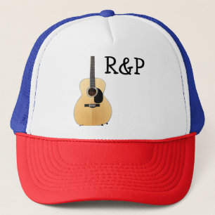 Gorra De Camionero Agrega tu nombre texto guitarra acústica marrón ed