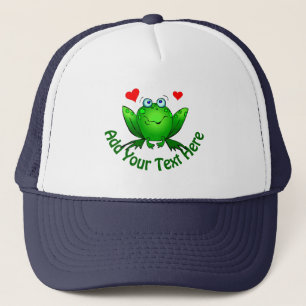 Gorra De Camionero  Agrega tu propio texto Rana verde linda con coraz