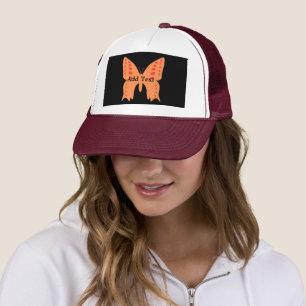Gorra De Camionero Agregar Texto Mariposa Naranja Impresa Bonito-Gorr