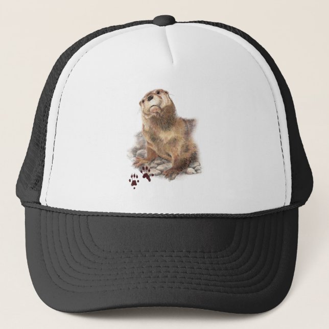 Gorra De Camionero Agua Otter Wildlife Nature Art  (Anverso)