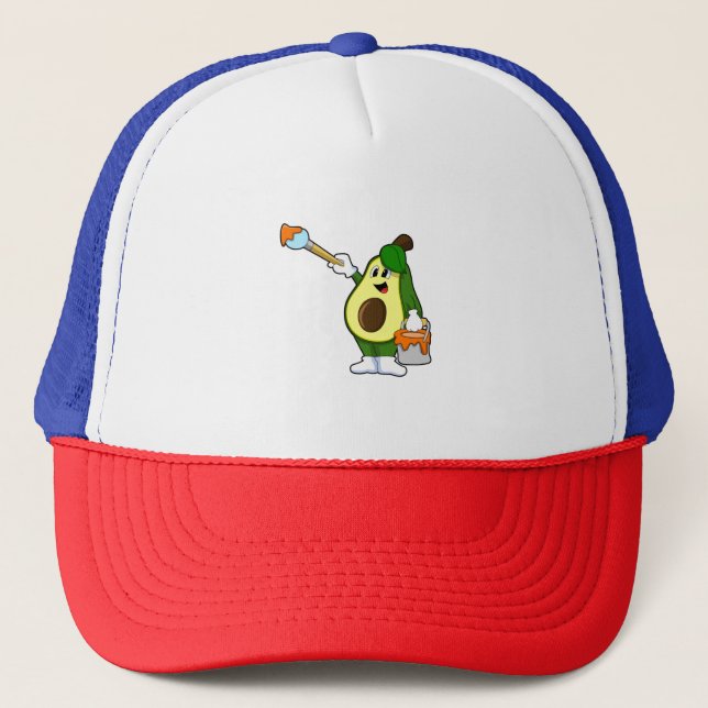 Gorra De Camionero Aguacate como pintador con pincel de pintura (Anverso)