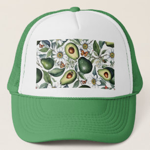 Gorra De Camionero Aguacates con flores y mariposas