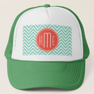 Gorra De Camionero Aguamarina elegante monograma verde del