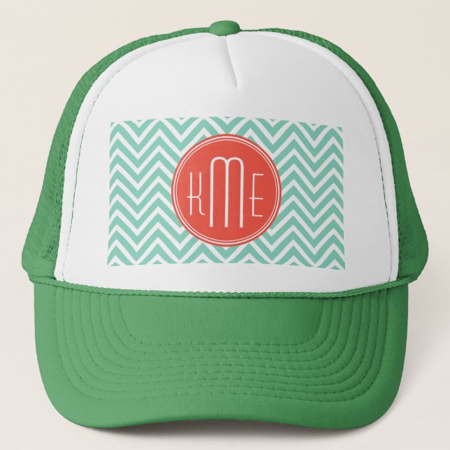 Gorra De Camionero Aguamarina elegante monograma verde del (Anverso)