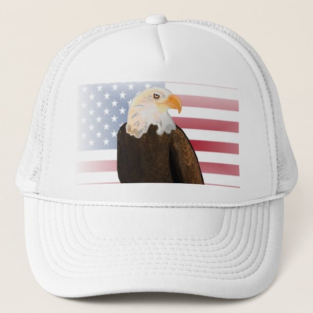 Gorra De Camionero Águila con la bandera norteamericana temblorosa (Anverso)