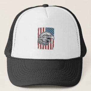 Gorra De Camionero Águila Patriótica Bandera Americana Grabado Vintag