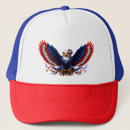 Gorra De Camionero Águila Patriótica de la Libertad Alas – Rojo Blanc