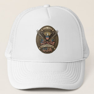 Gorra De Camionero Águila patriótica del 250 aniversario de EE. UU.