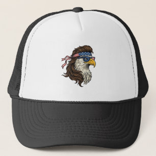 Gorra De Camionero Águila Patriótica Mullet Grabado Vintage Vector De