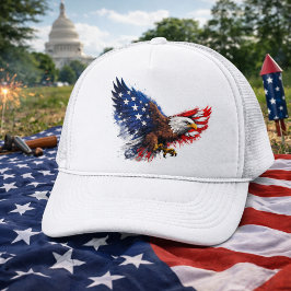 Gorra De Camionero Águila Patriótica Roja Blanca y Azul