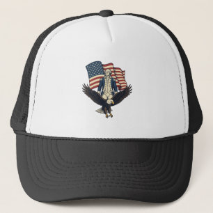 Gorra De Camionero Águila Patriótica y Camiseta Vectorial Vintage de 