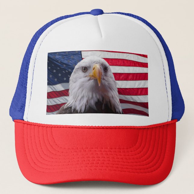Gorra De Camionero Águila y bandera de los Estados Unidos (Anverso)