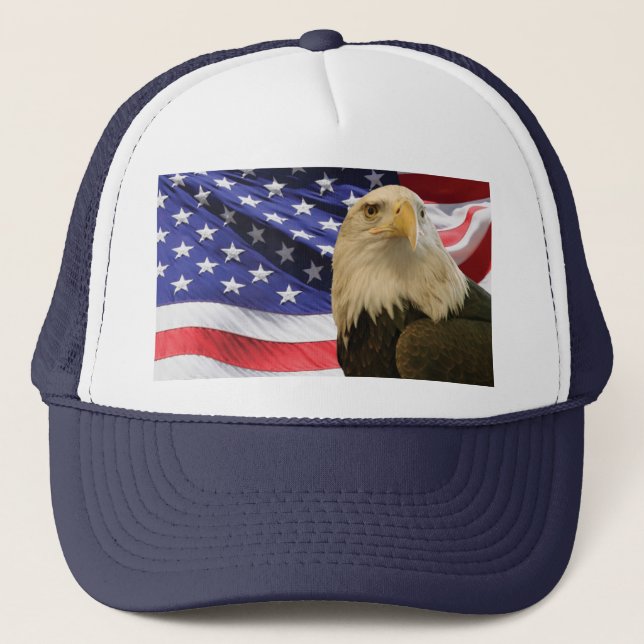 Gorra De Camionero Águila y bandera de los Estados Unidos (Anverso)
