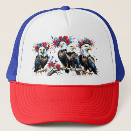 Gorra De Camionero Águilas calvas Águilas rojas blancas y azules Águi